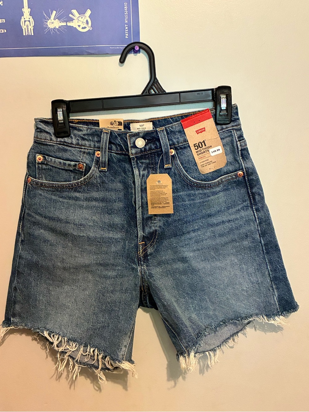 Levi's Blue Distressed 501 Cutoff Denim Shorts